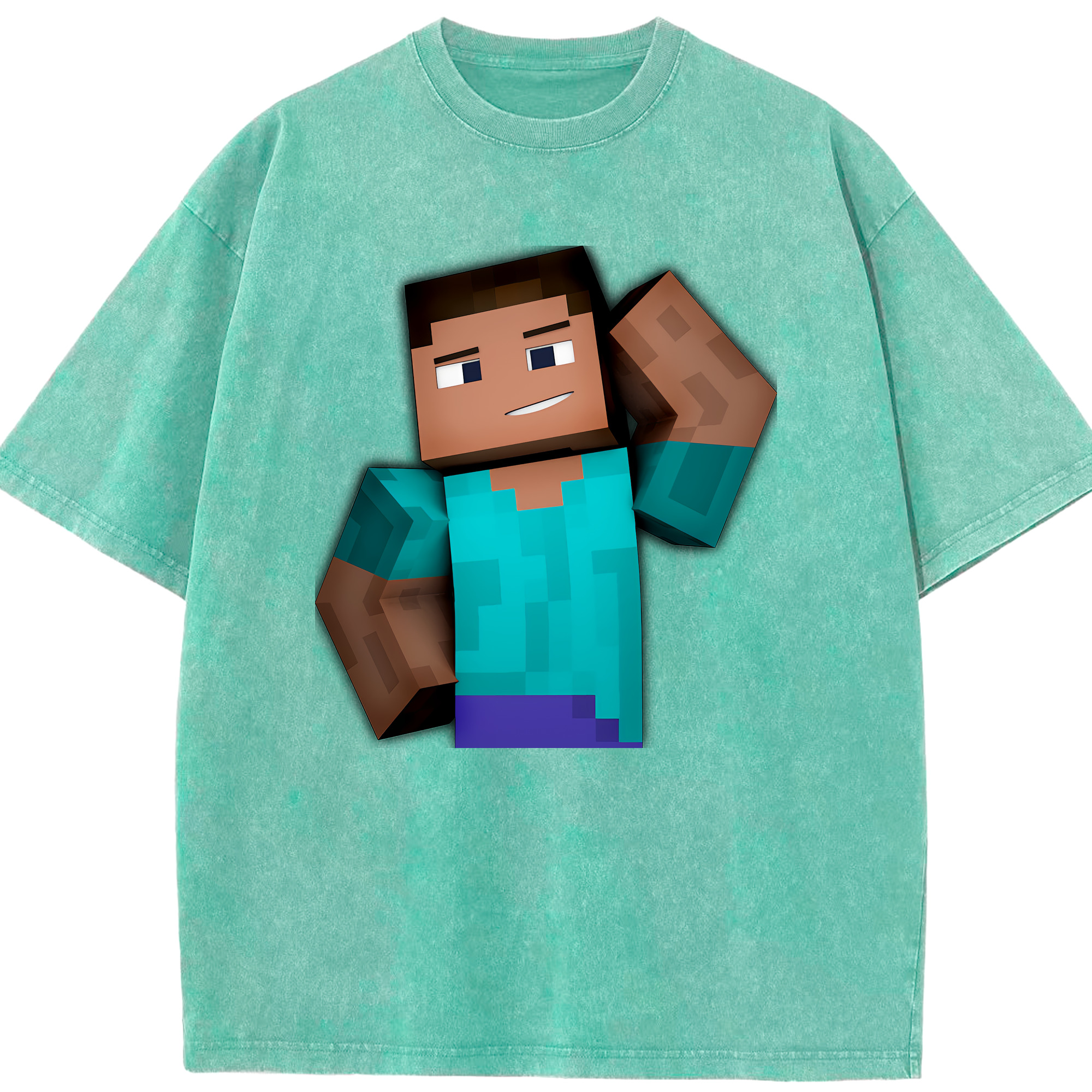 （画像用） マインクラフト ブロックの世界 Minecraft MC Block world 綿100% ヴィンテージ風 半袖Tシャツ（フロントプリント）